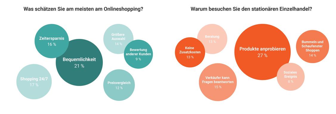 Onlineshopper schätzen die Bequemlichkeit, Offlineshopper den Service vor Ort.  (Grafik: Lifestyleslab)