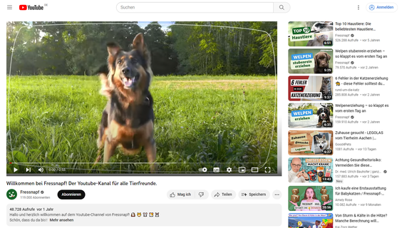 Wuff. Fressnapf ist der erfolgreichste Tierbedarf-Shop auf Youtube (Bild: Youtube)
