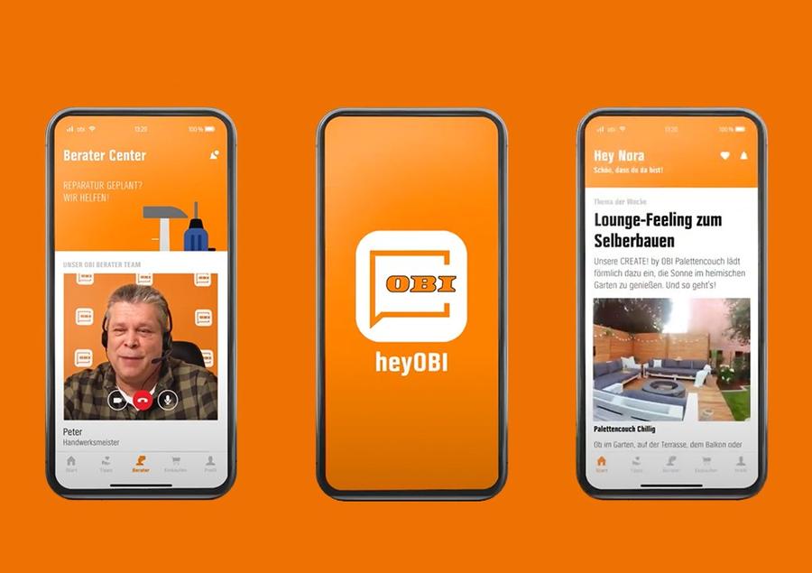 Über die heyOBI-App können sich Baumarktkunden direkt mit Mitarbeitenden in den OBI-Märkten unterhalten - oder einen Beratungstermin ausmachen. (Bild: OBI)