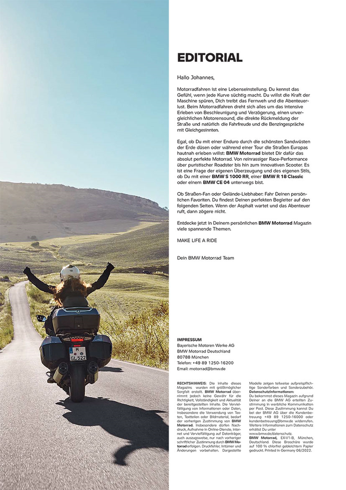 Persönliche Anrede und passgenauer Content im Editorial. (Bild: BMW_MOTORRAD)