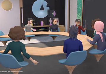 Bis zu 16 Menschen können sich als Avatare im VR-Workroom versammeln.