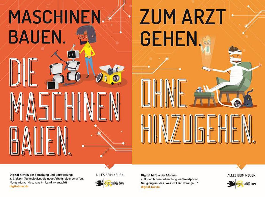 Postermotive der Digitalisierungs-Kampagne. (Bild: Ministerium fr Inneres, Digitalisierung und Migration, Baden-Wrttemberg)