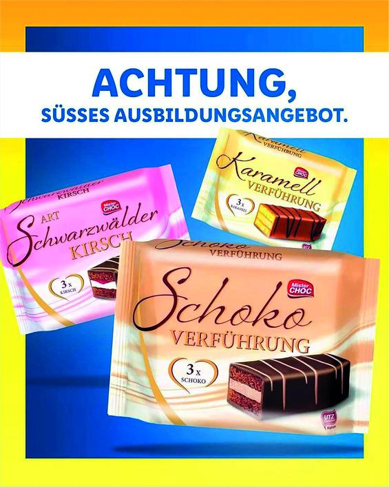 Verführen will Lidl nicht nur mit Schokolade. Der Handelskonzern kommuniziert im Instagram-Post auch gleich eine mögliche Gehaltsentwicklung. (Bild: Lidl)