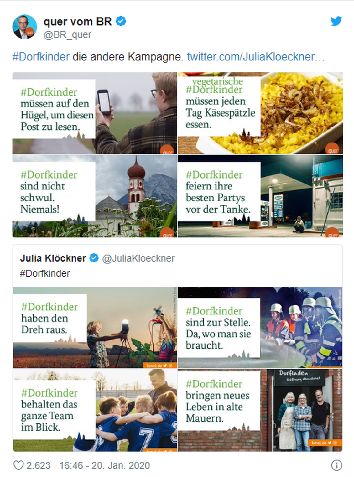 Twitterperlen.de hat einige Repliken auf die #Dorfkinder-Kampagne auf Twitter gesammelt. (Bild: Twitterperlen)