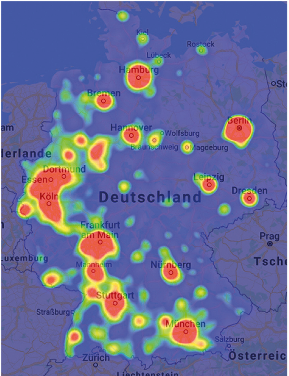 Neukundenpotenziale sind mit der Heatmap leicht ersichtlich (Bild: databyte GmbH)