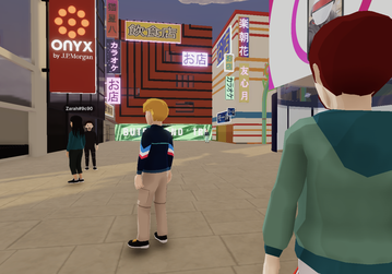 JP Morgen mit seiner virtuellen 3D-Onyx Lounge im Decentraland.