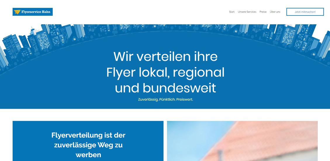 Die Website der fiktiven Dialogmarketing-Firma Flyerservice Hahn. (Bild: Zentrum fr Politische Schnheit)