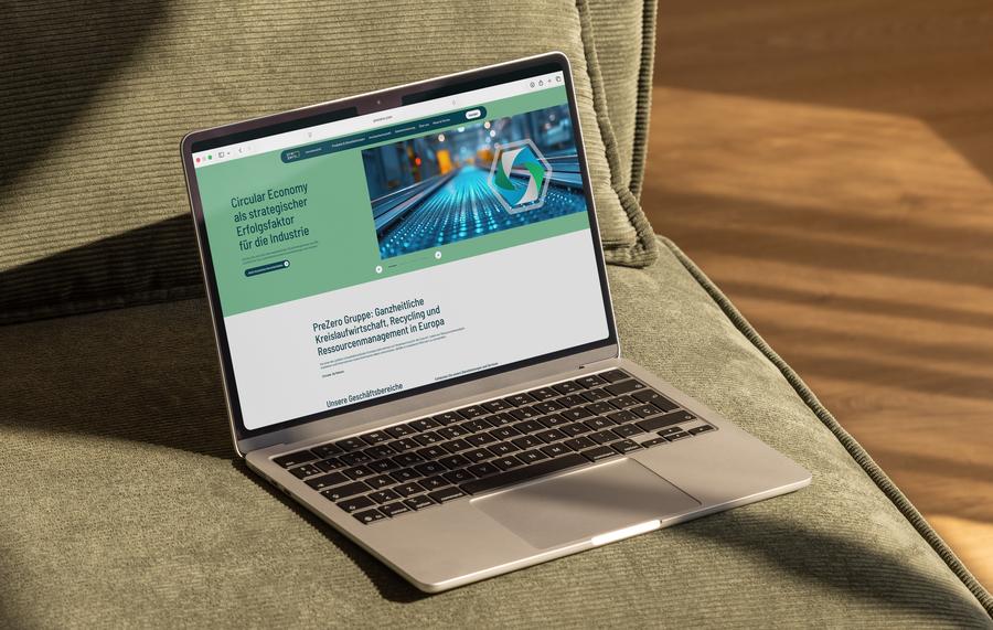 Laptop mit PreZero-Website zur Circular Economy (Bild: Serviceplan Group)