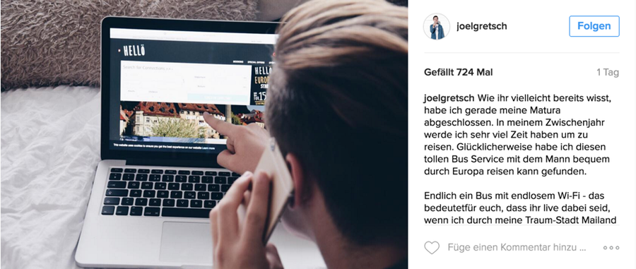 Für die Kreation sind auf Agenturseite Simone Werdel und Christian Klee verantwortlich. Zuständig für Beratung sind Arno Hoffmann und Julia Högl. (Bild: Bild: Hellö/joelgretsch/Instagram)